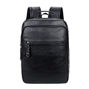 Imagem de Mochilas masculinas de luxo mochila de couro masculina mochila masculina de grande capacidade bolsa masculina(Black)