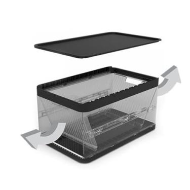 Imagem de Caixa Organizadora 29L, Dobrável com Sistema de Encaixe, Tampas e Alças, 2 Divisórias Removíveis, Empilháveis, Design Inteligente, Laterais Translúcidas que Facilitam a Visualização dos Itens