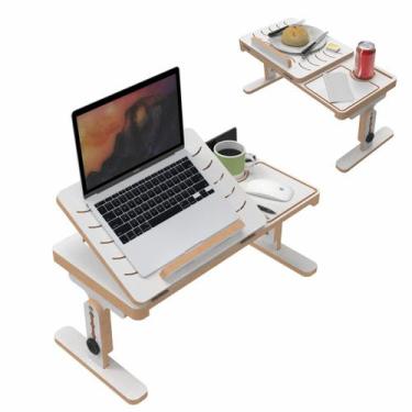 Imagem de Suporte P/ Notebook Regulável Mdf Cama Sofá Ergonomia Branco - Customi