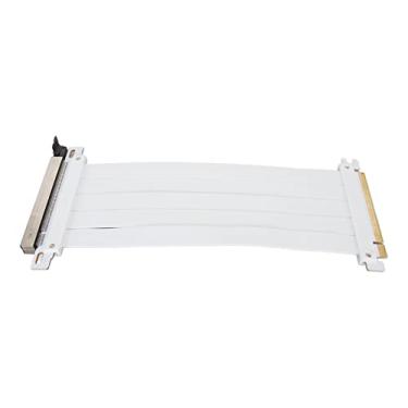 Imagem de Cabo extensor riser QANYEGN PCIE 4.0 X16, cabo de extensão de placa gráfica GPU de porta PCI E branco, cabo de extensão PCIE 4.0 flexível de propriedade de alta blindagem para (30cm)