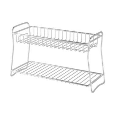 Imagem de SiaBiced Spice Rack Rack Creca Vaidade Organizador de Caffee Acessórios de Caffee Banheiro aço inoxidável Armário de duas camadas Counter prateleira, 32cmx12.5cmx18.5cm