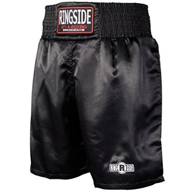 Imagem de Ringside Calções de boxe Pro-Style, shorts de cetim para homens e mulheres, ideal para boxe, MMA, Muay Thai, Kickboxing, competição, treinamento e treino, equipamento de boxe, preto, juvenil pequeno,