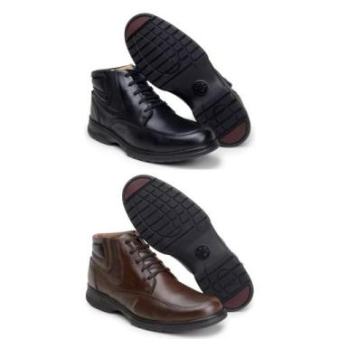 Imagem de Kit 2 Bota Coturno Botina Masculina Couro Legitimo Confortavel Palmlha