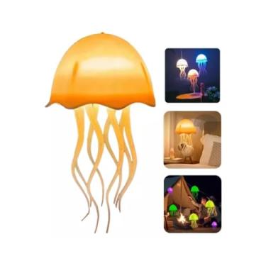 Imagem de Luminaria de Mesa Decorativa Quarto Escritório Consultório Multicolorida Touch LED Luz Noturna RGB Agua Viva Abajur Relaxante Moderno Muda de Cor Por Ativação De Voz e Toque Recarregável Premium