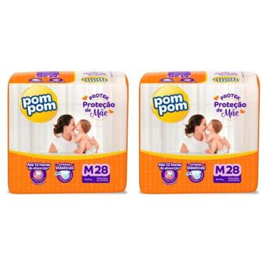 Imagem de KIT 2 Fraldas Pom Pom Derma Protek Jumbo Tamanho M 28 unidades