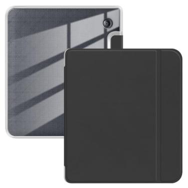 Imagem de Capa para 7 polegadas Kobo Libra Color lançado em 2024, capa traseira de TPU transparente ultra transparente macia e flexível com hibernar/despertar automático para Kobo Libra, cor preta