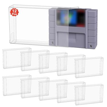 Imagem de 12Pcs SNES Games Cartridge Clear Case Sleeve Protector,Games Cartridge Clear PET Case Protector for Super Nintendo SNES Games Cartridge