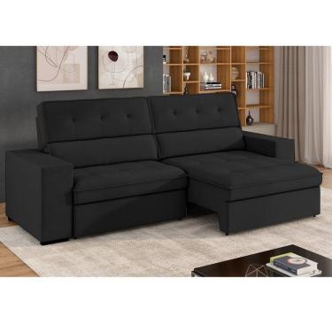 Imagem de Sofá 4 Lugares Retrátil e Reclinável 250 Cm Grécia Preto