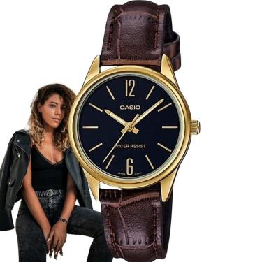 Imagem de Relógio Feminino Casio Collection Analógico Casual Pulseira de Couro Dourado LTP-V005GL-1BUDF