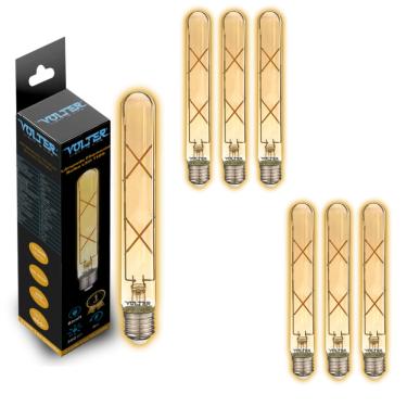 Imagem de Kit 7 Lâmpadas Filamento Led Retrô Decorativa Volter T185 4w E27