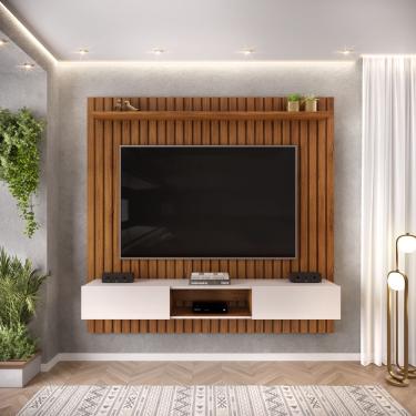 Imagem de Painel para TV até 70 Polegadas Ripado dj Móveis Luca 180 Freijó Freijó/ Off White