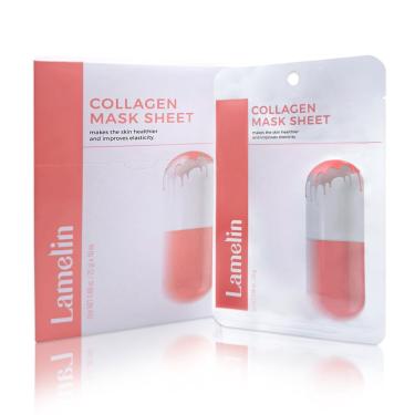 Imagem de Máscara em folha, lamelina, colágeno, niacinamida, pacote com 10 unidades, antienvelhecimento