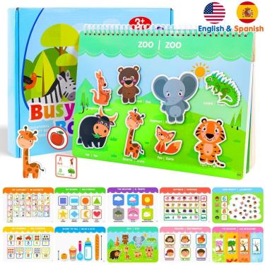 Imagem de Brinquedos educativos de aprendizagem, livro Montessori em espanhol e inglês