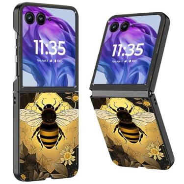 Imagem de WZCJDHMJ Capa para Motorola Razr Plus 2024, fina, fina, rígida, policarbonato, antiarranhões, capa protetora à prova de choque para Moto Razr 50 Ultra, flores de abelha
