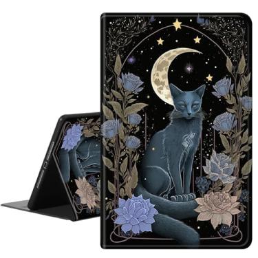 Imagem de RAUEDWDJS Capa para Microsoft Surface Pro 7, capa inteligente fina de couro PU para Microsoft Surface Pro 7 Plus/6/5/4 31.2 cm-Witchy Cat Moon