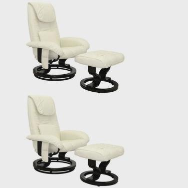 Imagem de Conjunto com 2 Poltronas de Massagem com Apoio para Pés Louisiana Creme
