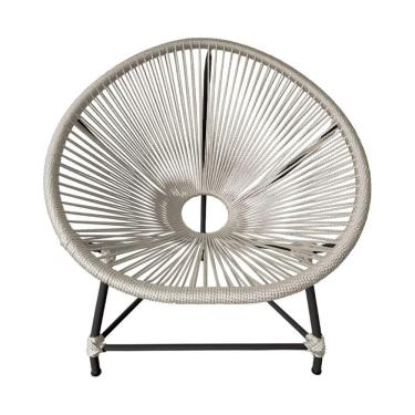 Imagem de Cadeira Acapulco Corda Náutica Base Em Alumínio Preto-areia - Cor: Bege