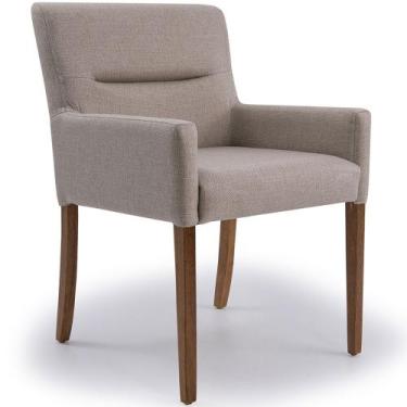 Imagem de Cadeira Para Sala Angel Base Madeira Linho Rústico Bege - Nexta Casa