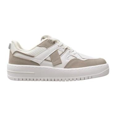 Imagem de tenis feminino vizzano com recortes branco cinza flatform, Branco, Cin