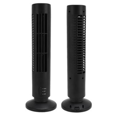 Imagem de Yunseity Ventilador de torre pequena, ventilador de torre oscilante silencioso, sem lâminas, com 2 velocidades, ventilador de mesa USB leve portátil para escritório em casa e quarto (preto)