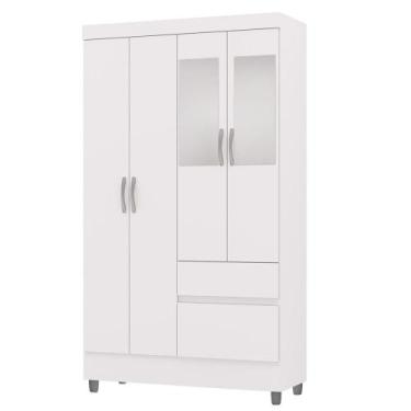 Imagem de Guarda Roupa Solteiro 102cm Com Espelho Ideal Flex Branco - Vila Rica,