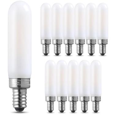 Imagem de TORCHSTAR Pacote Com 12 Lâmpadas Led T6, Lâmpada Tubular Regulável De 25 Watts, Lâmpada Candelabro E12, 400 Lm, Listada Pela Ul, Lâmpadas De Filamento Edison Para Lustre, Ventilador De Teto, Vidro
