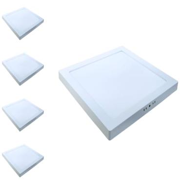 Imagem de Kit 5x Painel Plafon Sobrepor Alumínio Quadrado LED 18W 20x20 Bivolt Branco Quente