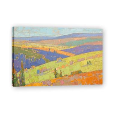 Imagem de LKXGRRSFG Impressão em tela de paisagem abstrata Infinity Dusk Textures 2025 - pinceladas texturizadas e fluxo de cores holográficas 60 x 90 cm