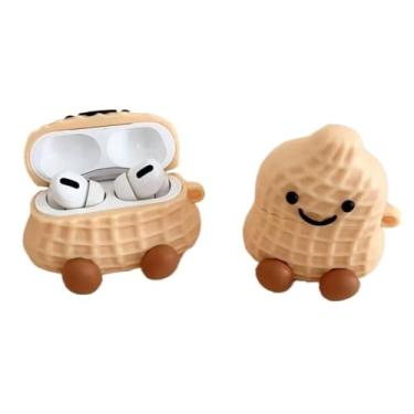 Imagem de Capa de fone de ouvido super engraçada com tema de comida sorrindo amendoim feliz batata frita para AirPods 1/2, novidade elegante silicone macio AirPods 1/2 capa protetora de fone de ouvido