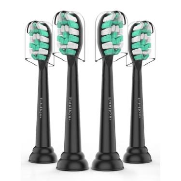 Imagem de Cabeças de substituição de escova de dentes para Philips Sonicare 4100 5100 Simply Clean Plaque Control Gum Health 1 2 Series Snap on Electric Brush Head, pacote com 4, preto
