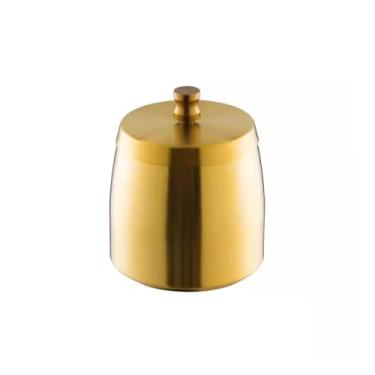 Imagem de Cinzeiro Cinzeiro interno e externo com tampa, cinzeiro de mesa de aço inoxidável para áreas externas Cinzeiro de Mesa(Gold,Médio)
