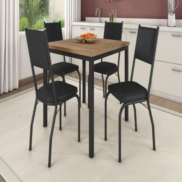 Imagem de Conjunto com 1 Mesa 78x90x90cm e 4 Cadeiras 90x34x43cm Preto/ Demolição