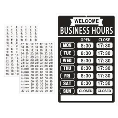Imagem de Sinal de horário comercial, kit de sinalização de horário de funcionamento, sinal de horário de funcionamento variável, placas de horário de funcionamento para negócios, placa aberta com horas, placas