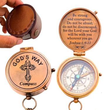Imagem de Bússola God's Way – Presentes de batismo Be Strong para meninos, presentes cristãos para homens, presentes católicos, presentes para meninos adolescentes, presentes de formatura, presentes inspiradores para mulheres, presentes sentimentais (seja forte)