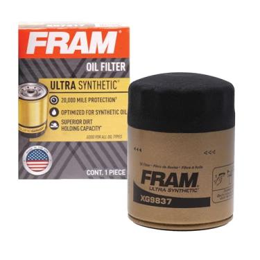 Imagem de FRAM Filtro de óleo ultra sintético com proteção de 20.000 milhas, XG9837 com SureGrip (pacote com 1)