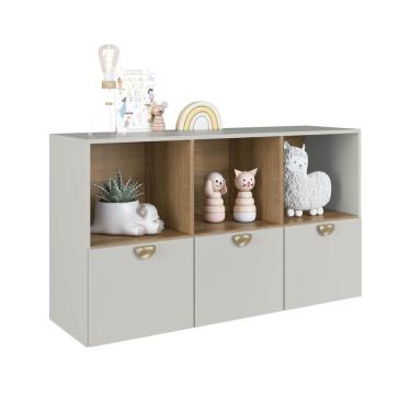 Imagem de Cômoda Infantil 3 Gavetas 3 Nichos Lille DL1020 120cm Cinza - Art In Móveis