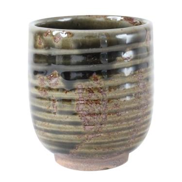 Imagem de Xícara de chá Chubby Chubby Yunomi Chawan de cerâmica japonesa Mino ware 297 g feita no Japão (Importação do Japão) MMY001 (Verde enferrujado)