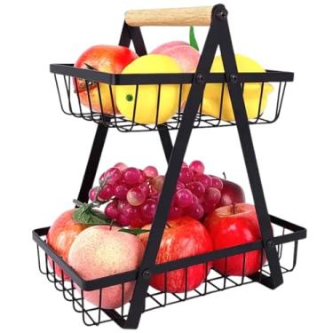 Imagem de Fruteira de Mesa em Metal Aramado Preto - Cesto Organizador de Frutas com Pintura Eletrostática Antidescascamento