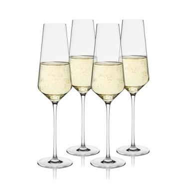 Imagem de Viski Flautas de cristal liminal, copos transparentes ultrafinos, finos e leves, copos elegantes para champanhe, prosecco, vinhos espumantes e coquetéis, 255 g, conjunto de 4