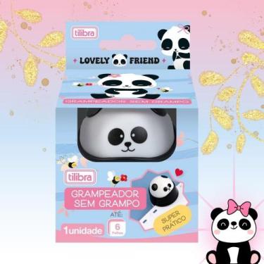 Imagem de Grampeador Pandinha Sem Grampo Grampeia até 6 Folhas - Tilibra  Super 