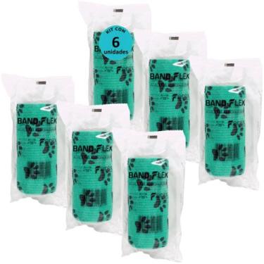 Imagem de Atadura 10cm Verde Com PatinhasBand-FlexAutoadesiva Para Animais Farex