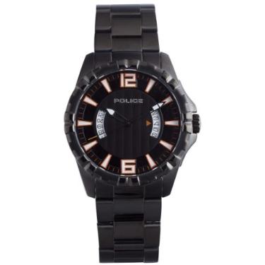 Imagem de Police Relógio masculino PL-12889JSB/02M perfil preto IP luminoso de aço inoxidável, Preto