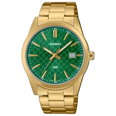 Imagem de Casio Relógio masculino - MTP-VD02B-1EUDF mostrador preto, dourado/verde, pulseira