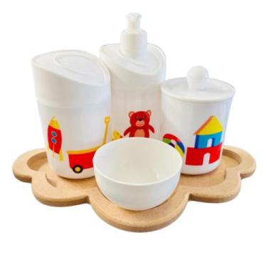 Imagem de Kit Higiene Baby Brinquedos Menino e Menina c/bandeja em MDF - Dóia Ki
