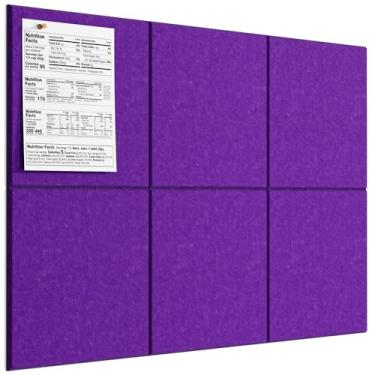 Imagem de MaxGear Quadro grande de cortiça para parede de 91 cm x 61 cm, quadro de avisos violeta, pacote com 6 azulejos de parede de feltro com pinos, placas de cortiça para escritório, placa de alfinete