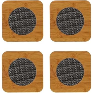 Imagem de Kit com 4 Peças Descanso de Panela em Bambu com Proteção Térmica Design Moderno Proteger a Mesa de Panela e Travessa Quente
