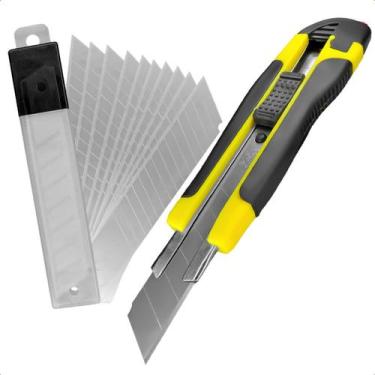 Imagem de Estilete Profissional Largo Emborrachado Com 10 Lâminas 0,5mm Antiferr