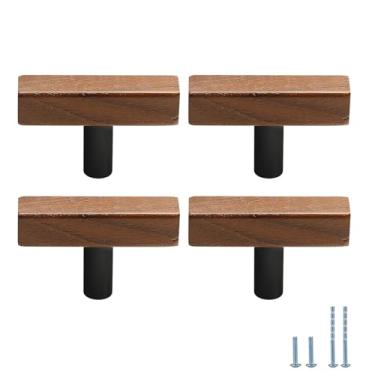 Imagem de Evionlin Puxador de porta de armário de cozinha simples 10 peças de nogueira