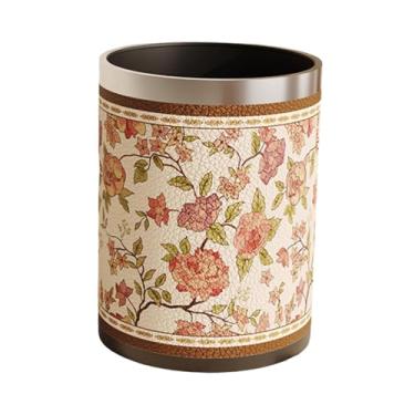 Imagem de Ioensy Lixeira de couro PU, acessório para lata de lixo de grande capacidade, lixeira de luxo para cozinha, para banheiro, escritório e casa, Style a