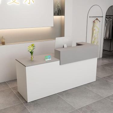 Imagem de Balcão De Varejo Moderno, Mesa De Balcão De Recepção, Balcão De Checkout Com Gaveta, Mesa De Recepção Da Recepção, Para Check-out, Escritório, Salão De, Gray+white-b, 120x60x100cm